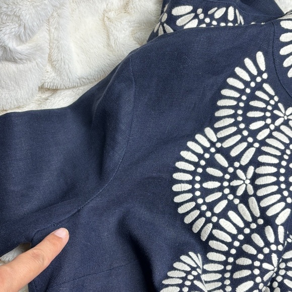 Tory Burch Women’s Navy and White 100% Linen Tunic - Picture 9 of 9